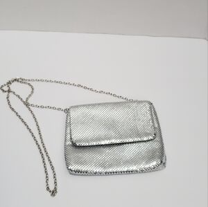 Jessica McClintock Silver Mesh Metal Crossbody Mini Bag Formal Clutch Purse